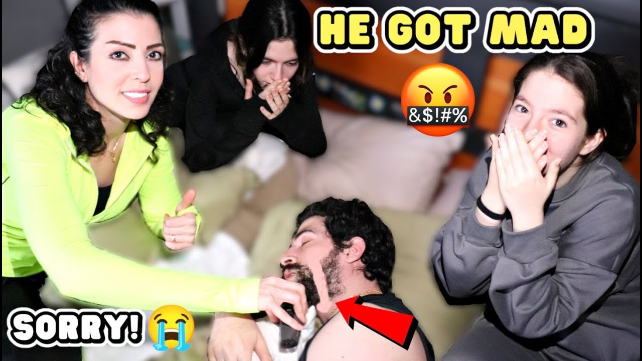 Shaving My BROTHER'S Beard While Sleeping.. He Got SO MAD!! (NOT A PRANK) 🤭