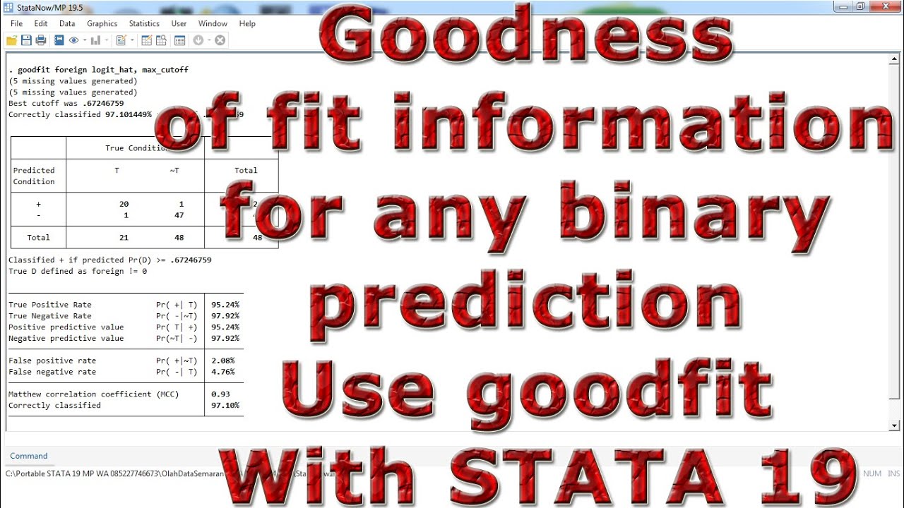Goodness of fit information for any binary prediction Use goodfit With STATA 19