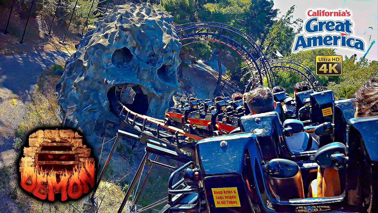2024 Demon Roller Coaster On Ride Back Car 4K POV California's Great America