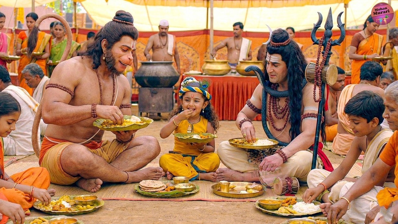 महादेव बाल कान्हा, और हनुमान जी ने भंडारे में किया भोजन | #यशोमती मईया के नंदलाला | #Krishan Leela