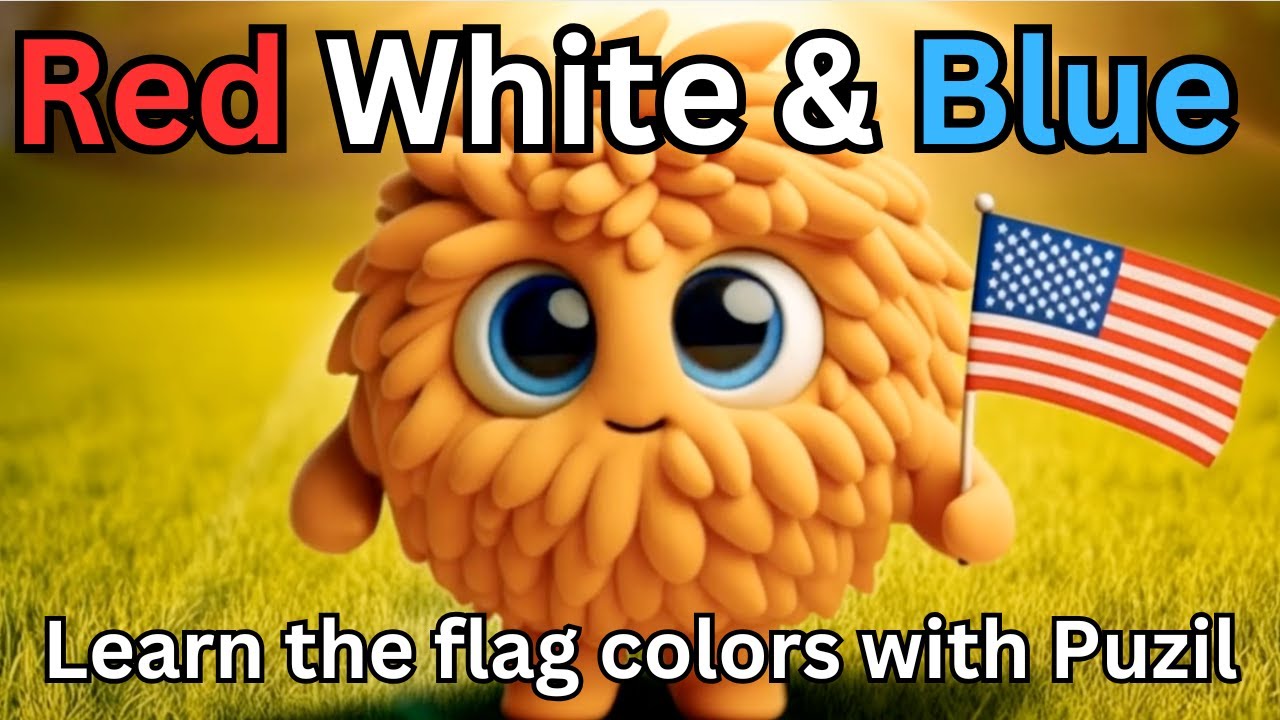 Colors of Our Flag | Red, White & Blue Song for Kids 🇺🇸 | Learn with Puzil!