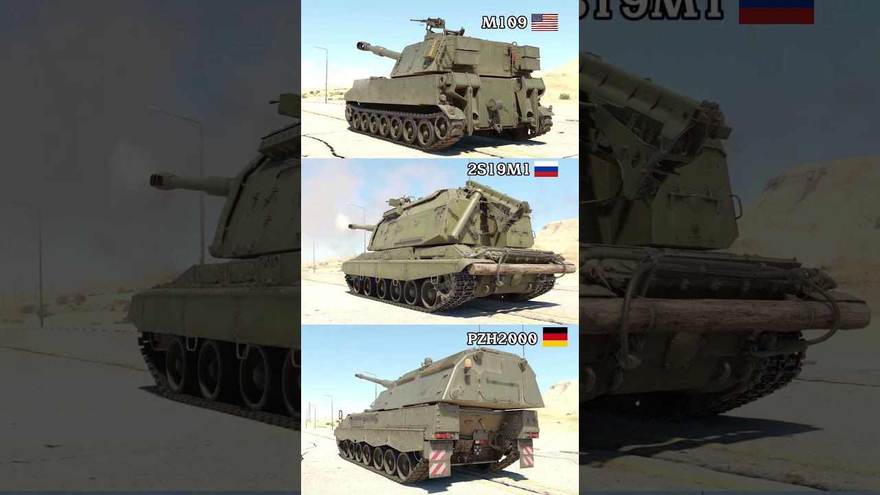 PZH 2000 vs 2S19M1 vs M109 - Self-Propelled Artillery - Sound Effects