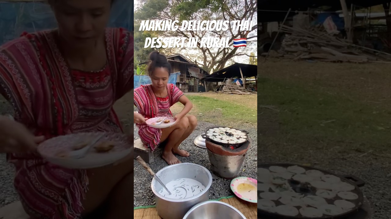 Cooking delicious Thai dessert called Khanom Krok  #dessert #thailand #thaidessert #thaiculture