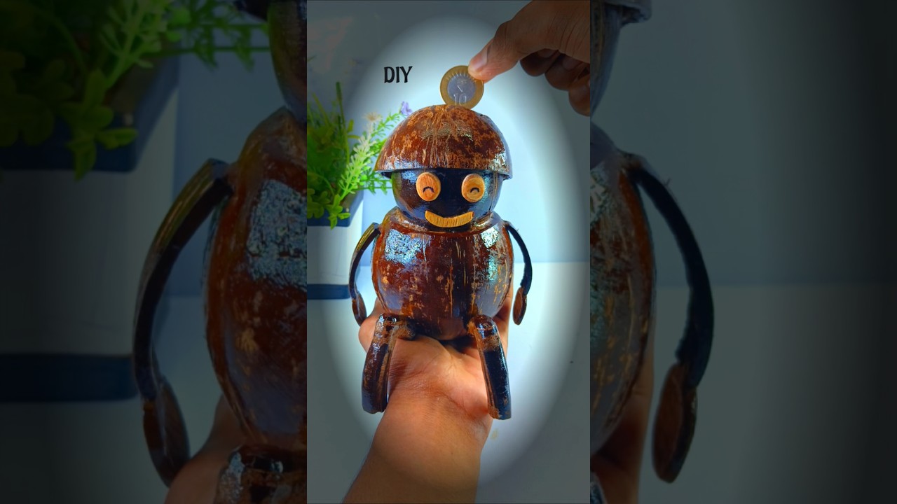 Easy and no cost craft with coconut shell ideas #shortsfeed #shorts #crafting #youtubeshorts #art
