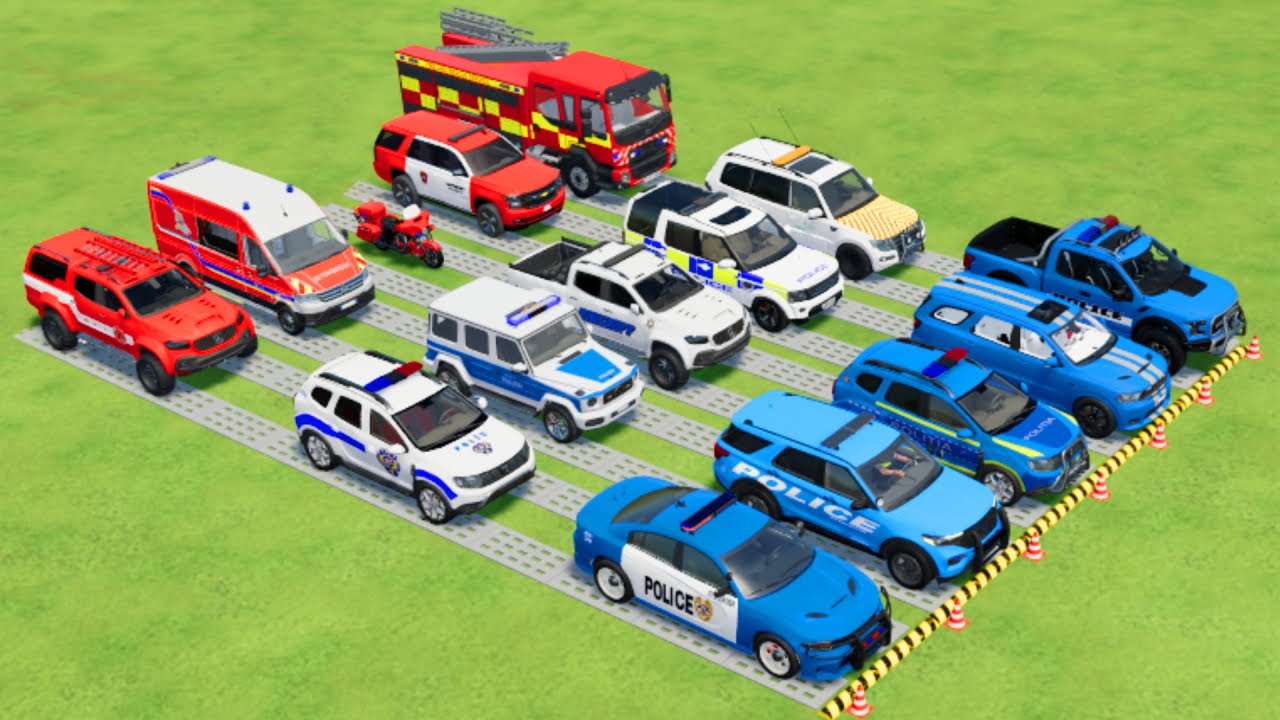 TRANSPORTIN ALL POLICE CARS AND EMERGENCY VEHICLE, AMBULANCE, FIRE TRUCK  -FARMING SIMULATOR 22!