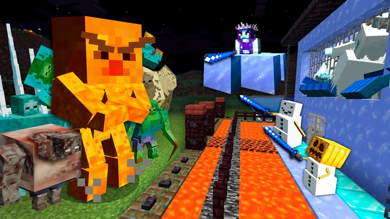 ZOMBIES mutantes VS ALL MOBS Team FRIO ICE   (mod mobs battle)