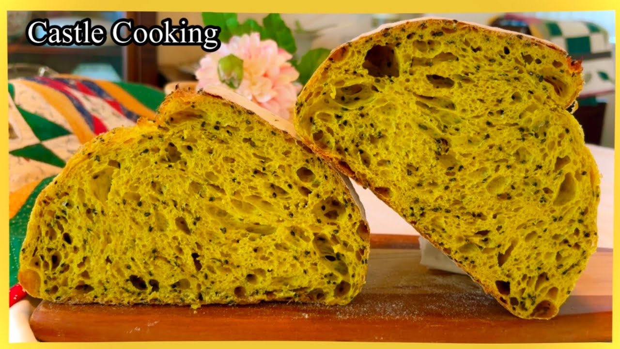 Best Turmeric Sourdough Bread with Black Sesame Seeds 강황 검정깨 천연발효빵