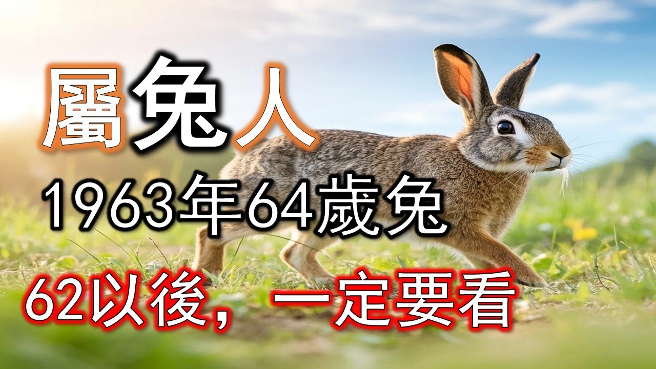 1963年屬兔人，好運只會更猛，桃花運變財運62一定要看。#生肖兔#屬兔人#1963 兔