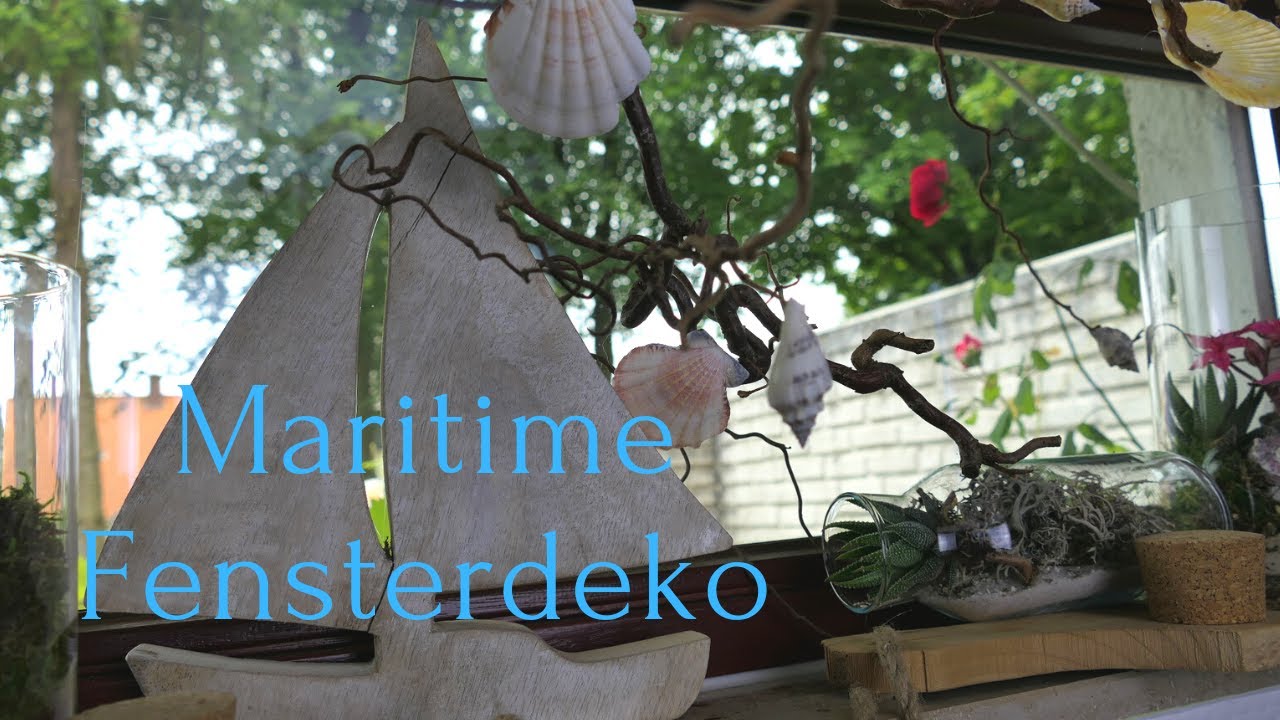 Maritime Sommerdeko im Fenster⛵DIY Aquarium mit Ästen, Sedum 🪴& Muscheln 🐚