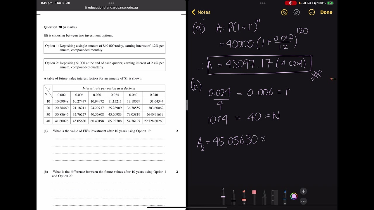 2022 HSC Mathematics Advanced/2 Unit Paper Q21 a/b Solution