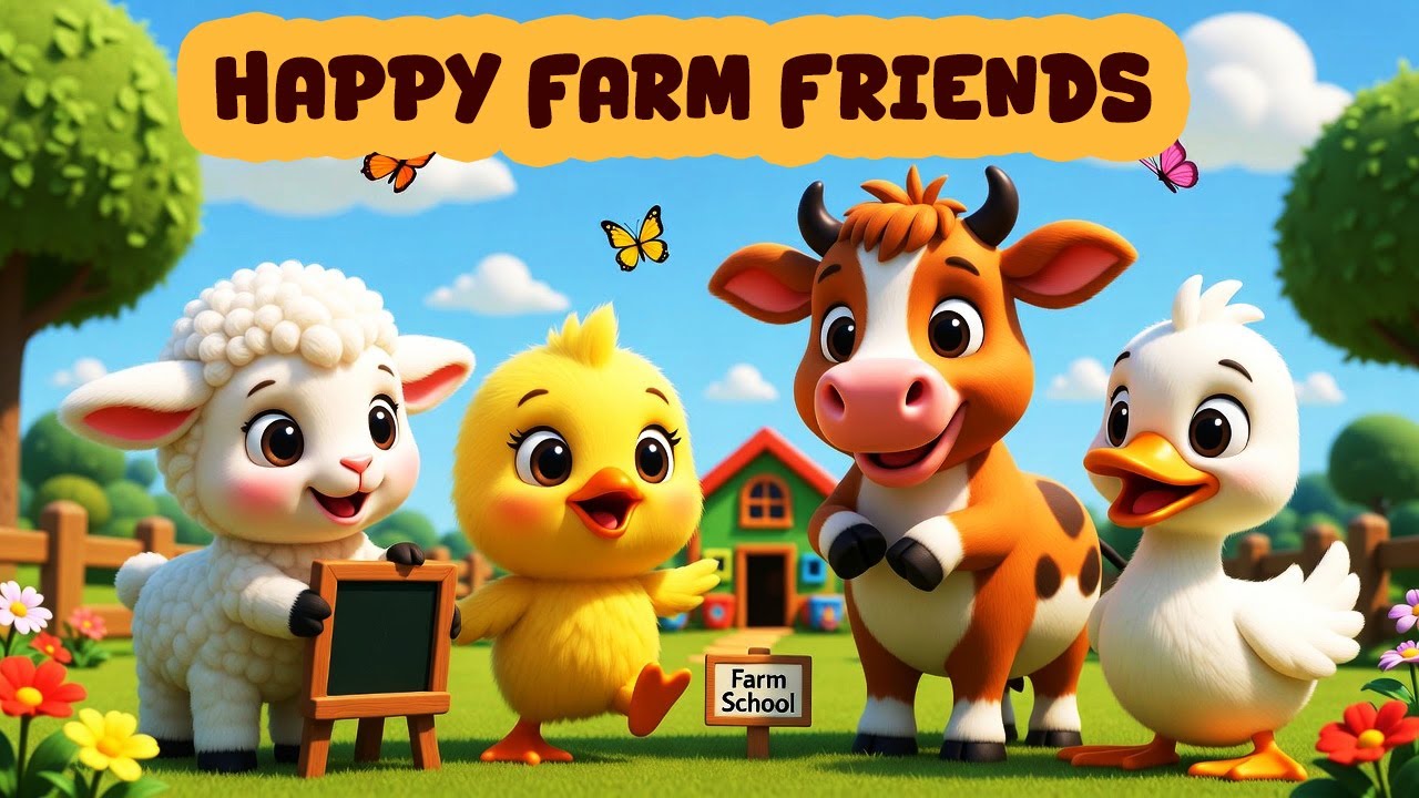 Happy Farm Friends | 3D Nursery Rhyme for Kids | Sing Along & Learn with Animals