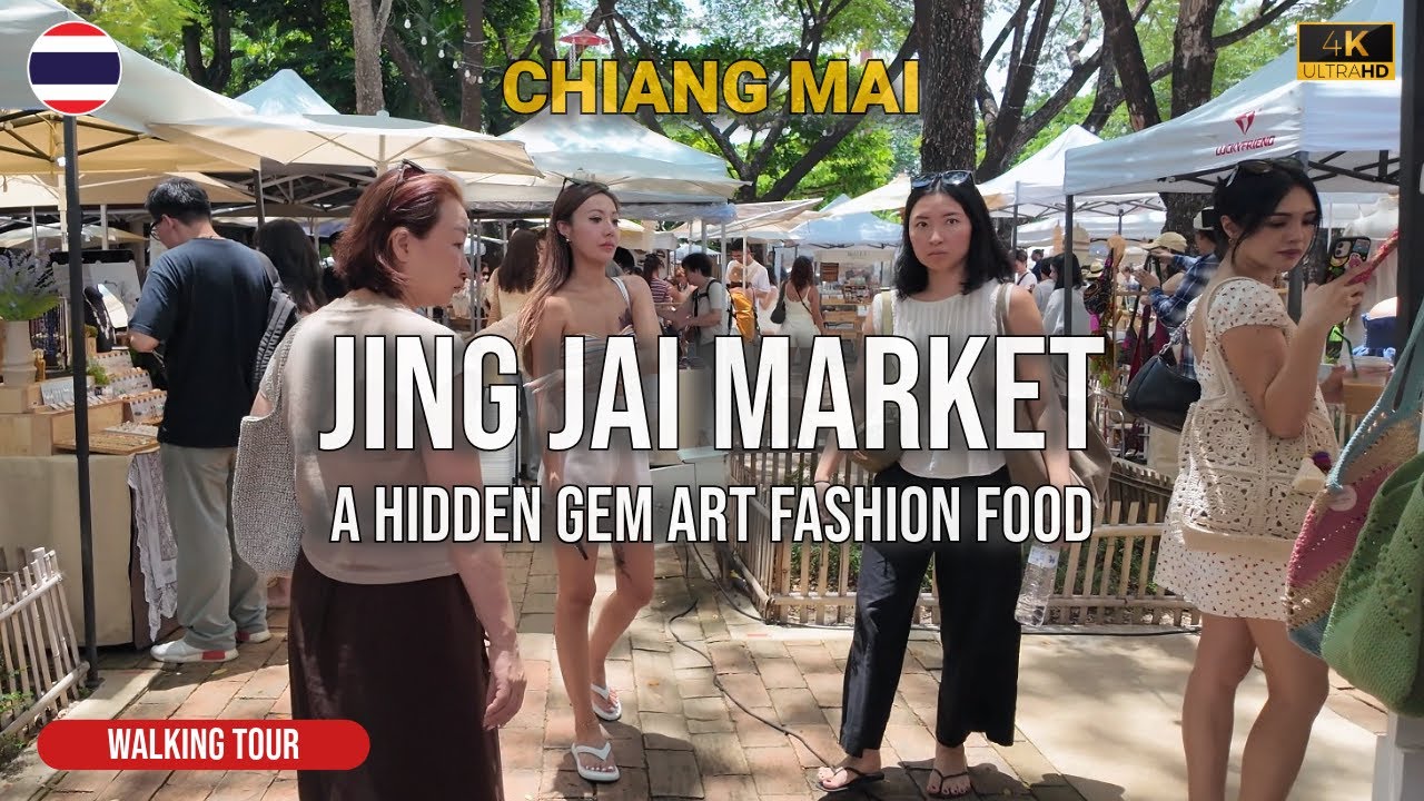 🇹🇭 4k The Most Popular Market For Women in Chiang Mai. Fashion Art and Food, Jing Jai Market