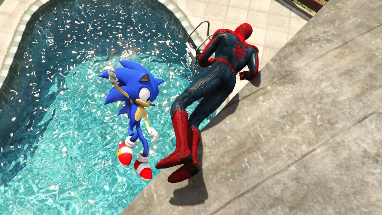 GTA 5 SPIDERMAN vs SONIC | Water Ragdolls Fails/Jumps ep.4 (Euphoria Physics Funny Moments)