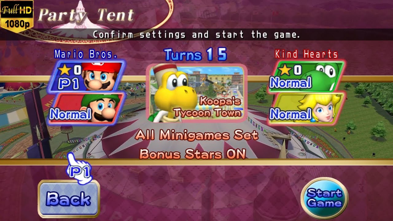 Mario Party 8 - Tag Battle - Koopa's Tycoon Town - Mario and Luigi vs Yoshi and Peach