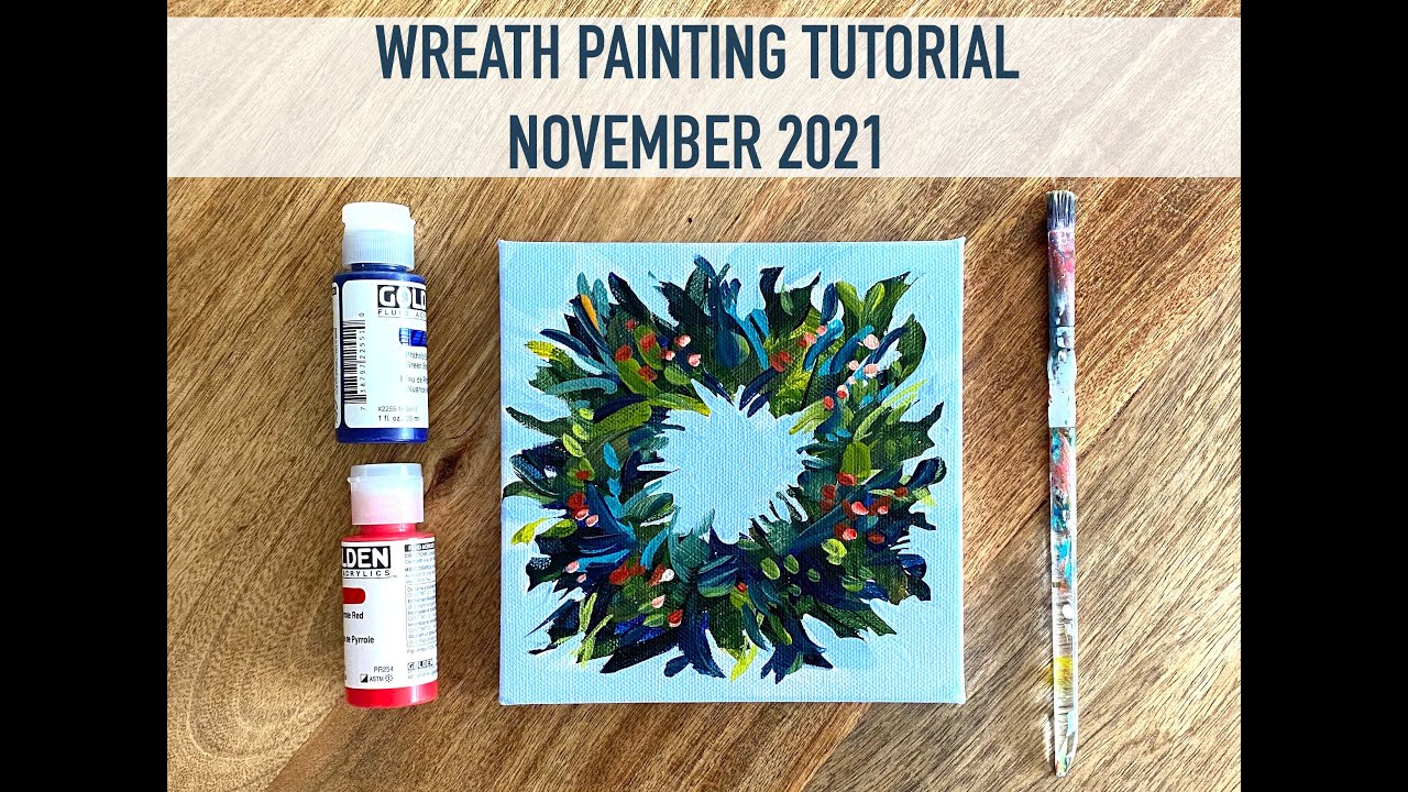 Christmas Wreath Painting Tutorial | Acrylic Paint on Canvas | Elle Byers Art