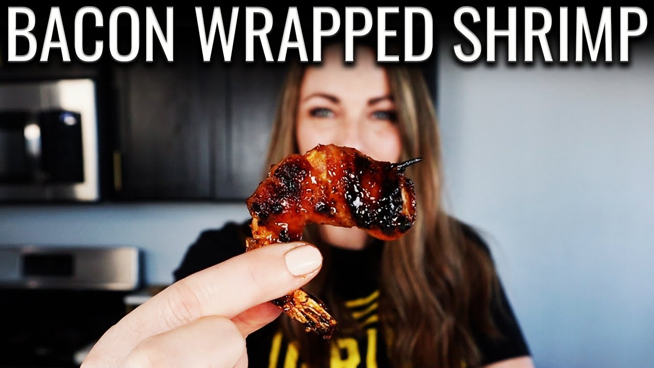 BEAUTIFUL Bacon Wrapped Shrimp with a Spicy Peach Glaze!