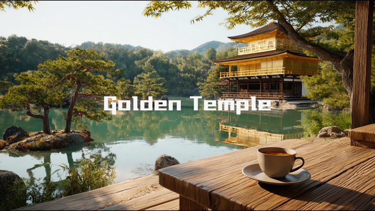 4K Golden Temple Chill Jazz ☕ Relaxing Long Play Music for Focus, Work & Calm Mind