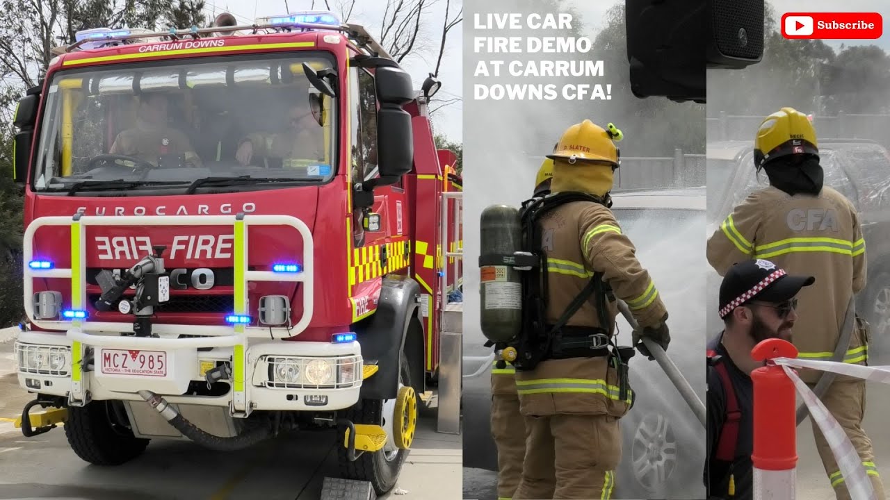 CFA // Live Car Fire Demonstration @ Carrum Downs Fire Station [+ Tanker Lights & Sirens & Captions]