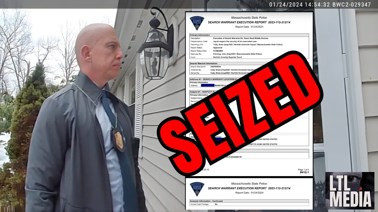 POLICE BODYCAM: Karen Read Tully Search Warrant 1/24/24 ***SEIZED CELL PHONES*** (Lt. Fanning)
