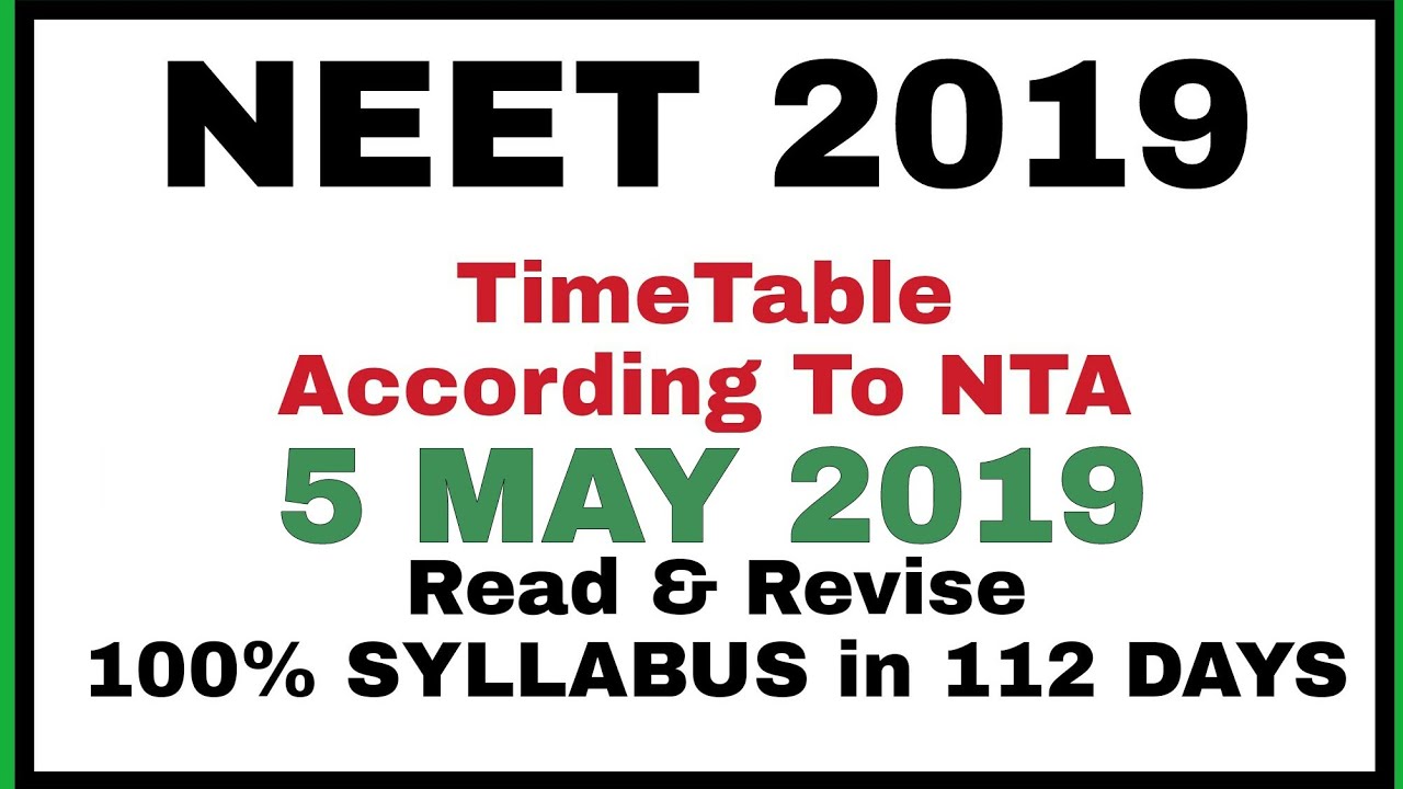 neet 2019 timetable | best timetable for neet 2019 | neet timetable 2019| crack neet 2019 in 4 month