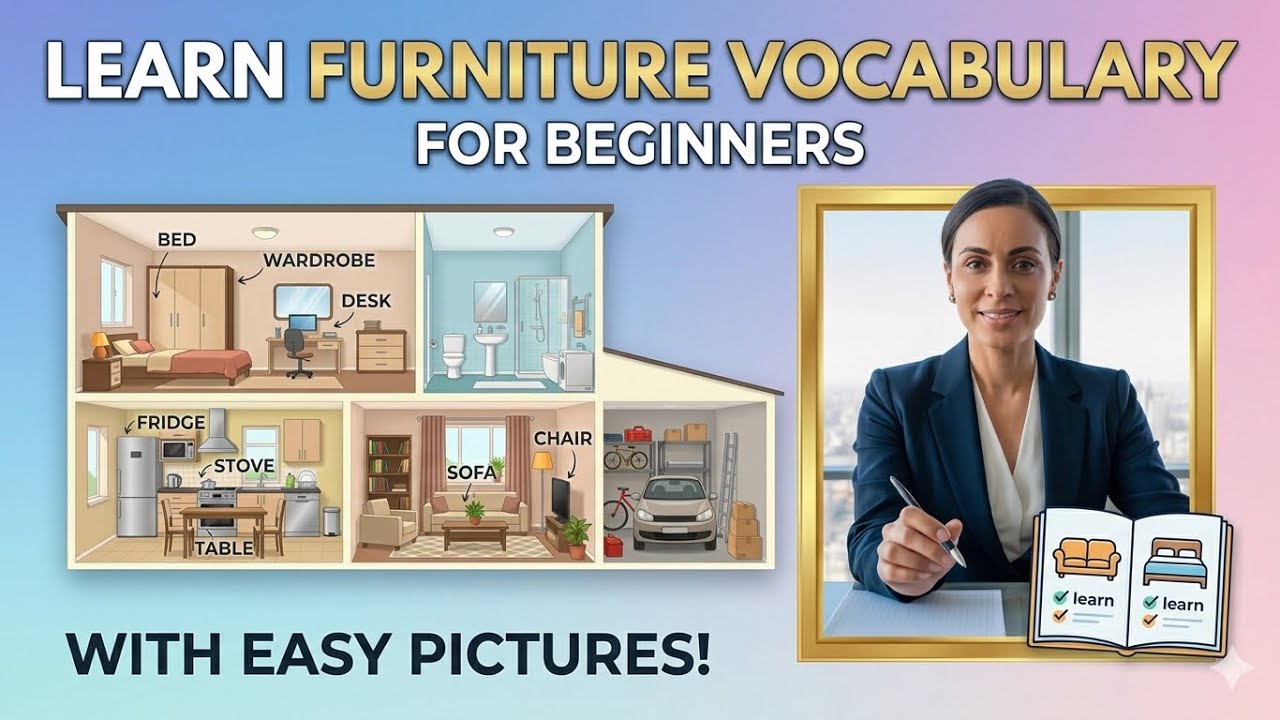Furniture Vocabulary for Beginners | A1-A2 | Easy | Learn English with Pictures 🏠