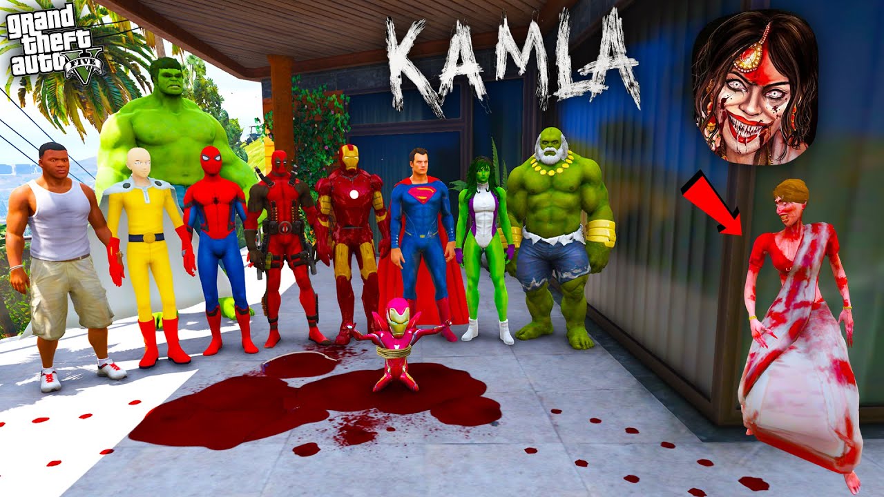 Franklin Avengers Playing Chupan Chupai With Indian Ghost Kamla In GTA 5 |  Hulk superman spiderman