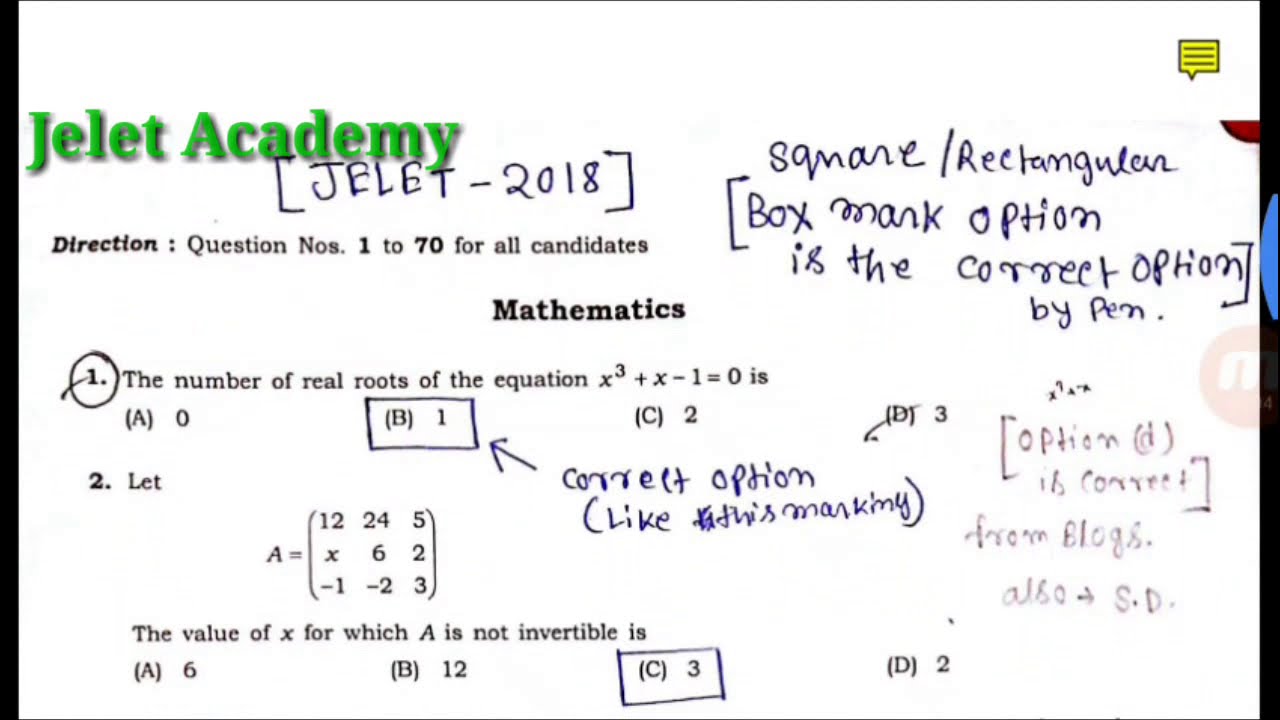JELET PREVIOUS YEAR SOLVED QUESTION PAPERS | JELET 2018 SOLVED QUESTION PAPER | JELET 2019