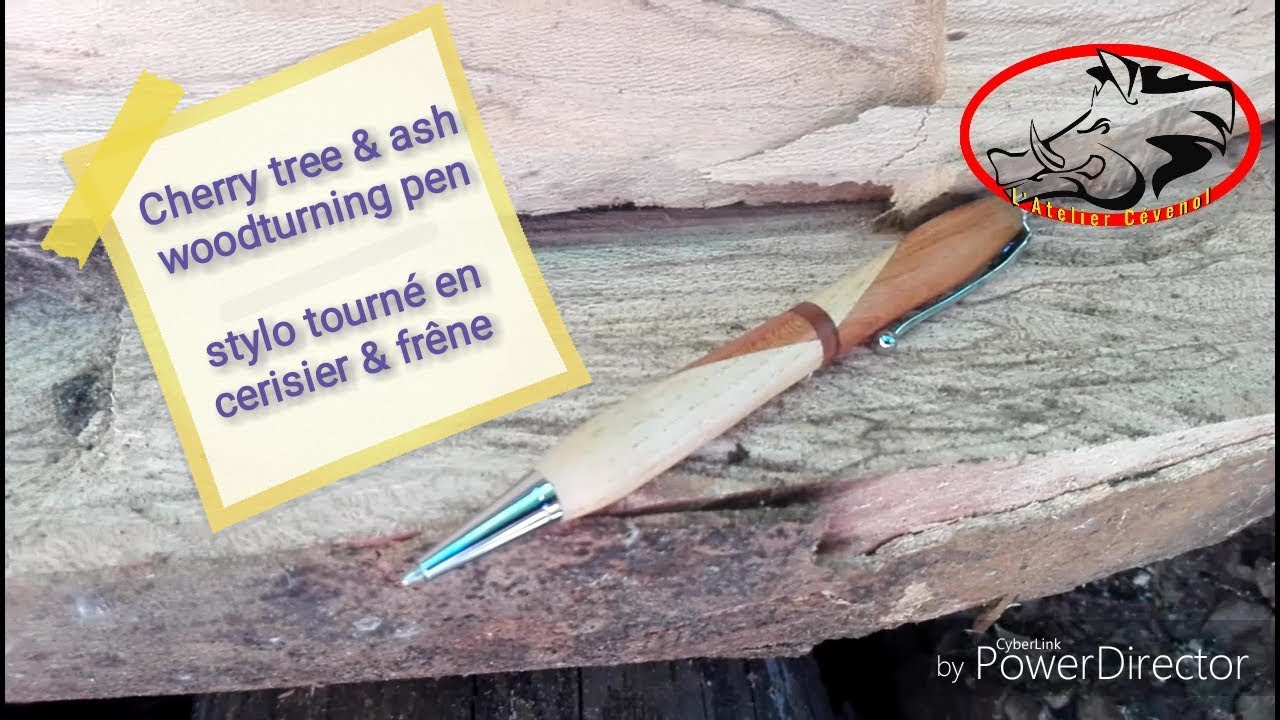 #81- cherry tree and ash woodturning pen / stylo tourné en creisier et frêne