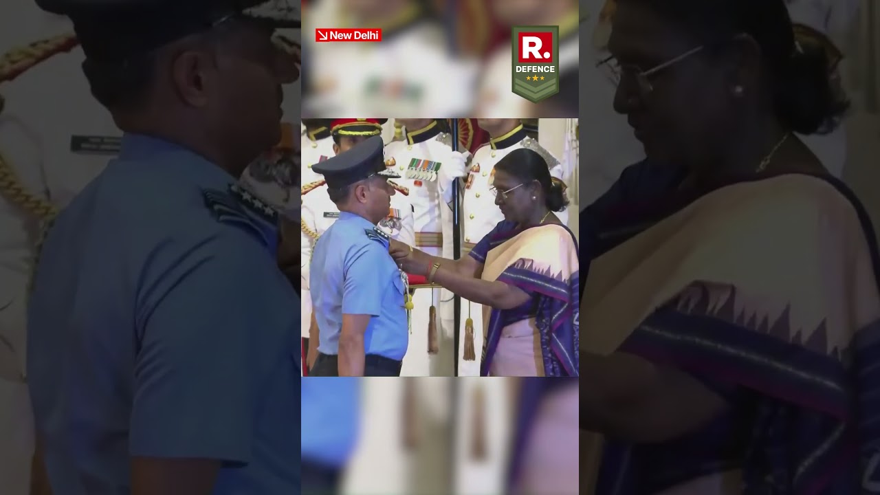 Op Sindoor Hero Air Marshal Bharti Receives Sarvottam Yudh Seva Medal From President Murmu