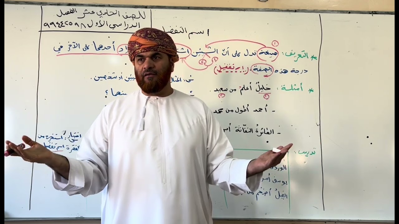 مؤلف النرجس يشرح درس اسم التفضيل صف11الحلقة الأولى