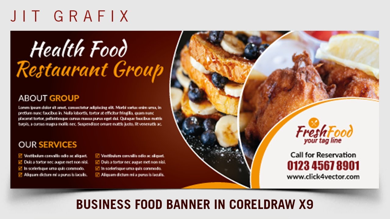 Food banner & billboard design tutorial coreldraw x9 | Graphic Design Tutorials Hindi