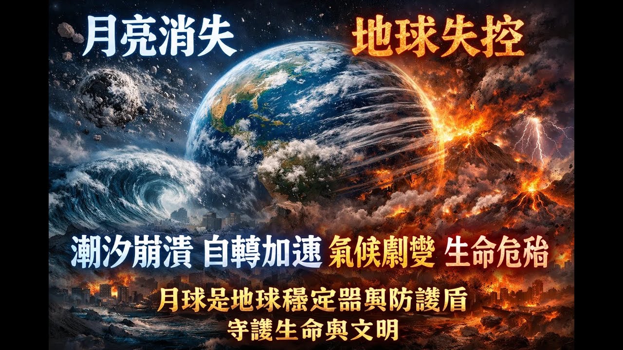 月亮消失，地球失控：潮汐崩潰、自轉加速、氣候劇變、生命危殆，月球是地球穩定器與防護盾，守護生命與文明