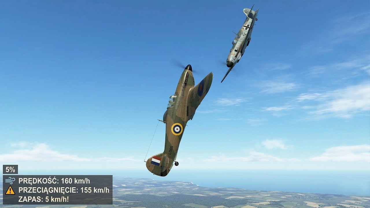 Pilot 303 I Messerschmitt Walczyli Na 160 km/h. Prędkość Stall. Jeden Błąd = Spadek. 8 Zwrotów.