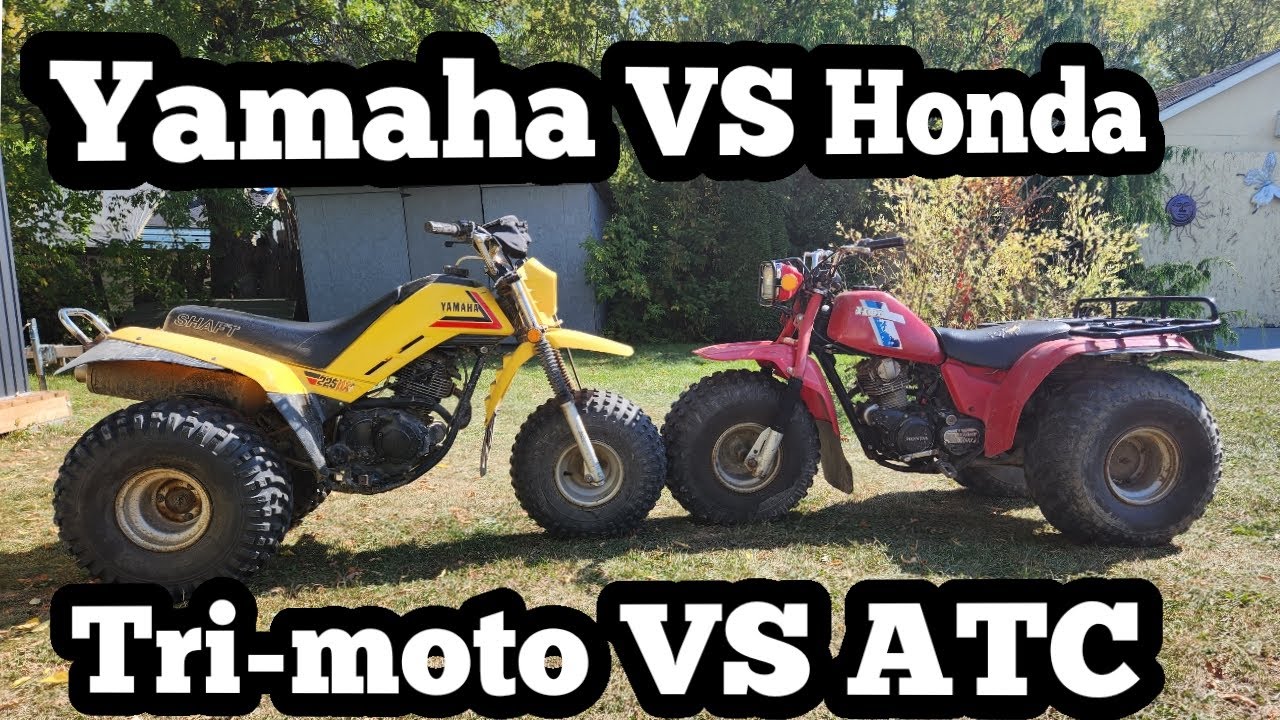 Honda против Yamaha ATC 200 Big Red против Tri-moto 225DX — гонка на трёхколёсных мотоциклах — со...