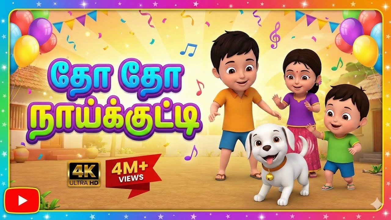 தோ தோ நாய்க்குட்டி | Tho Tho Naikutti | Puppy Song | Tamil Rhyme | Baby Songs Tamil | TU TU TV