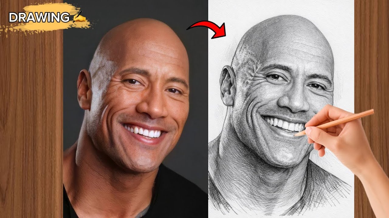 How to draw Dwayne Johnson  🤔
