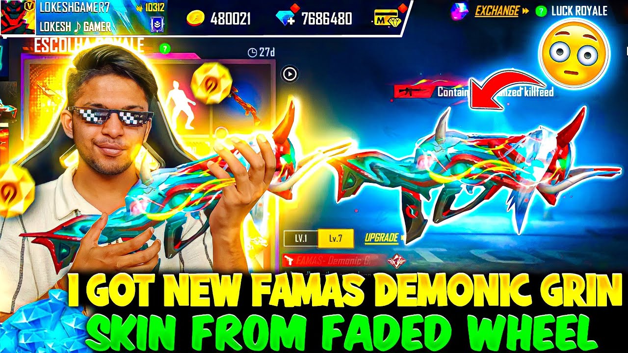 I Got New First Evo Famas Demonic Gun Skin😱 & Level 7 New Emotes Garena Free Fire