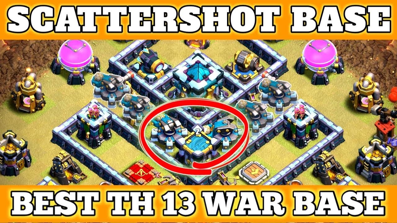 One Star Base | 2020 Best TH13 Scattershot War Base + 6 Defense Proof + Link (In Video Description)