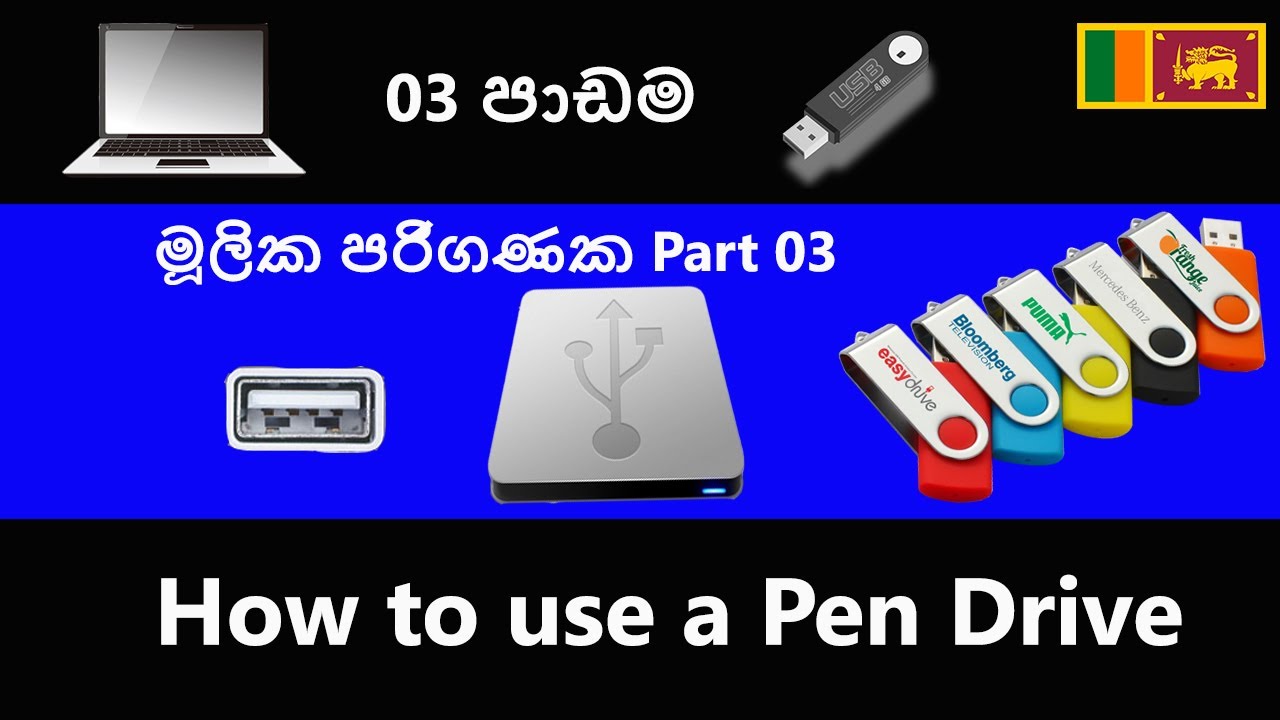 Basic Computer Lesson Part 3 | How to Use Pen Drive | Sinhala | මුල සිට පරිගණක ඉගෙන ගනිමු
