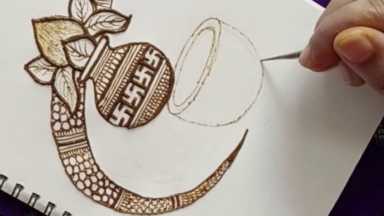 HOW TO DRAW KALASH, DHOL & SHEHNAI BRIDAL MEHNDI DESIGN | SALONI MEHNDI ARTIST ||