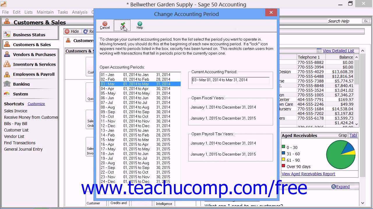 Sage 50 2014 Tutorial Changing the Accounting Period Sage Training Lesson 10.4