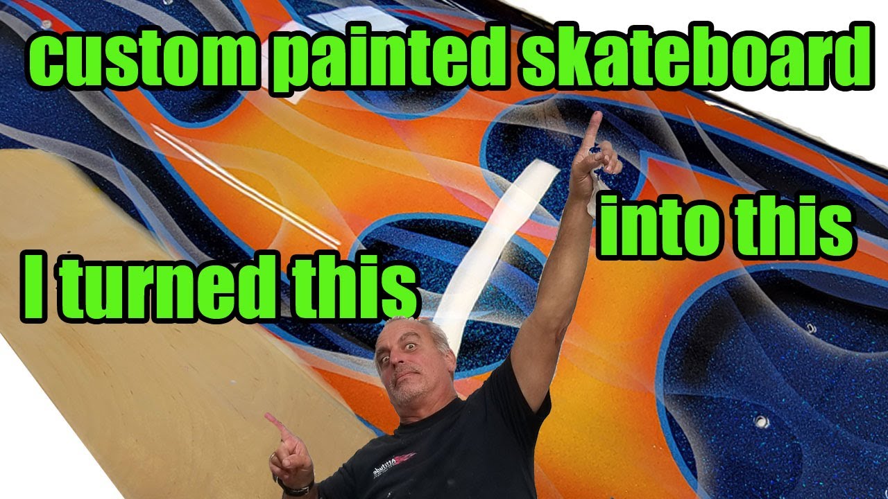 Custom painted skateboard deck - candied metalflake, candy tribals, double ghost flames
