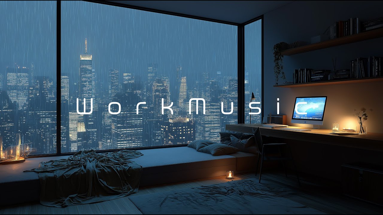 Deep Focus Music | Rainy Night City Ambience for Work, Study & Late-Night Focus