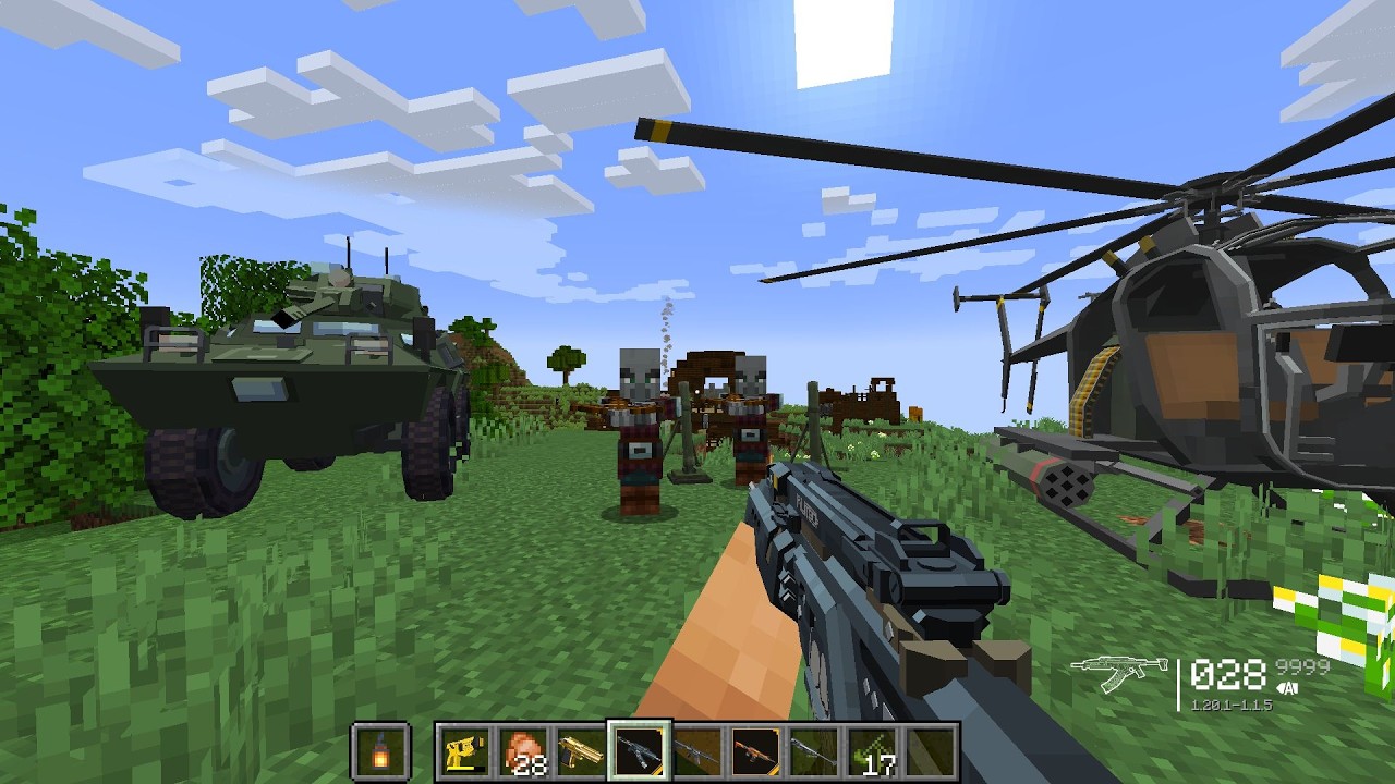 Destroying a Pillager Outpost Using Modern OVERPOWERED Weapons! 💥