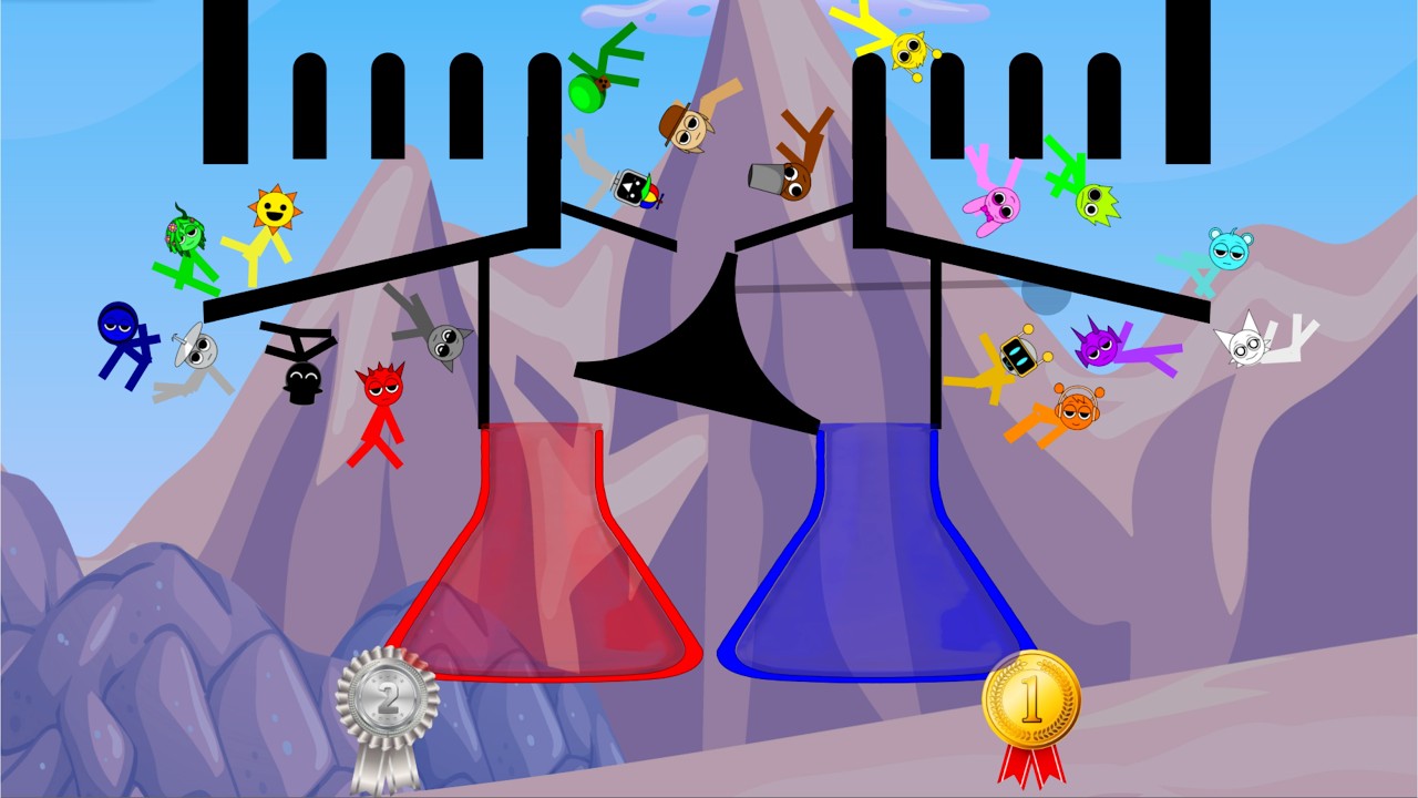 Incredibox Sprunki Race to The Gold Medal in Algodoo │ Level 31.