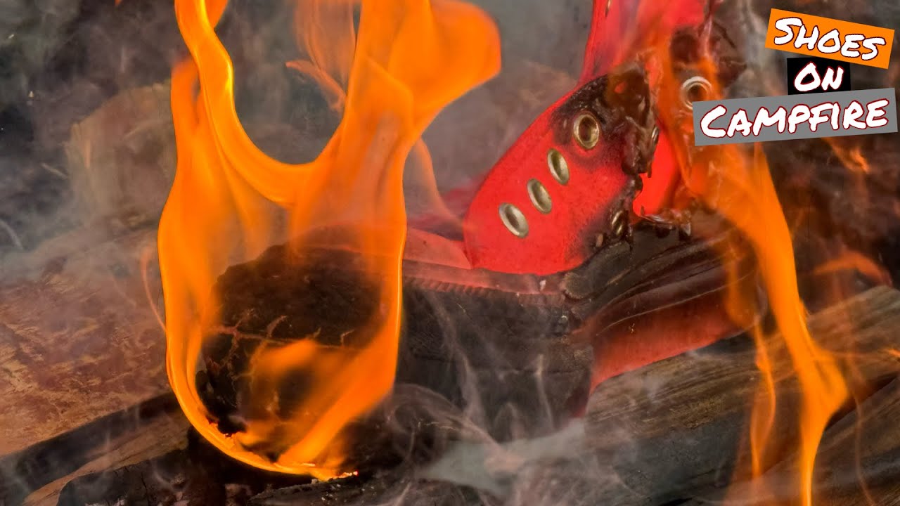 Red converse shoes put on campfire (fire stuff)