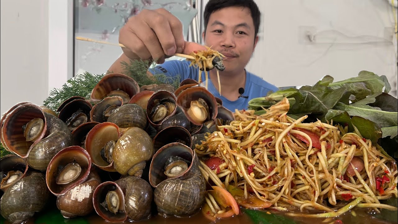 ส้มตำปูปลาร้า♨️ต้มหอยโข่งนาแซ่บหลายเด้อ😋😋😋