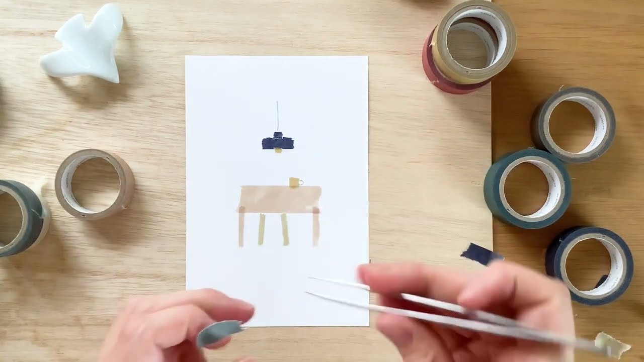 #22 マスキングテープちぎり絵｜リビングルーム