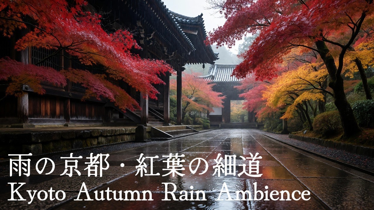 【睡眠/作業用】雨の京都・紅葉の細道 | Kyoto Autumn Rain Ambience