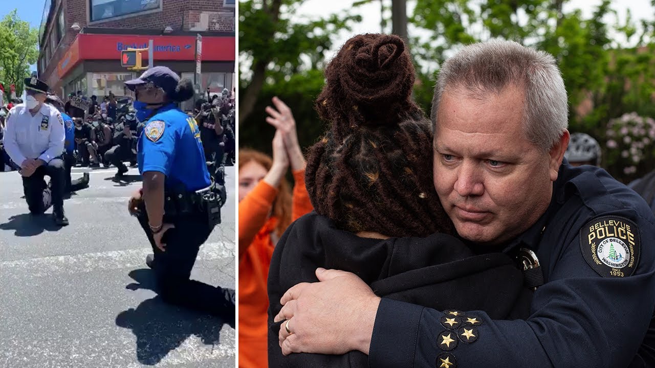 US police show signs of solidarity with demonstrators | George Floyd protests